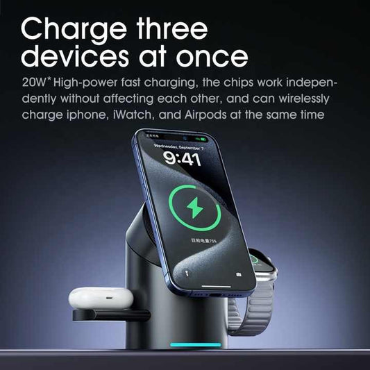 3 in 1 Wireless Charging Station for  iPhone, Apple Watch, and AirPods